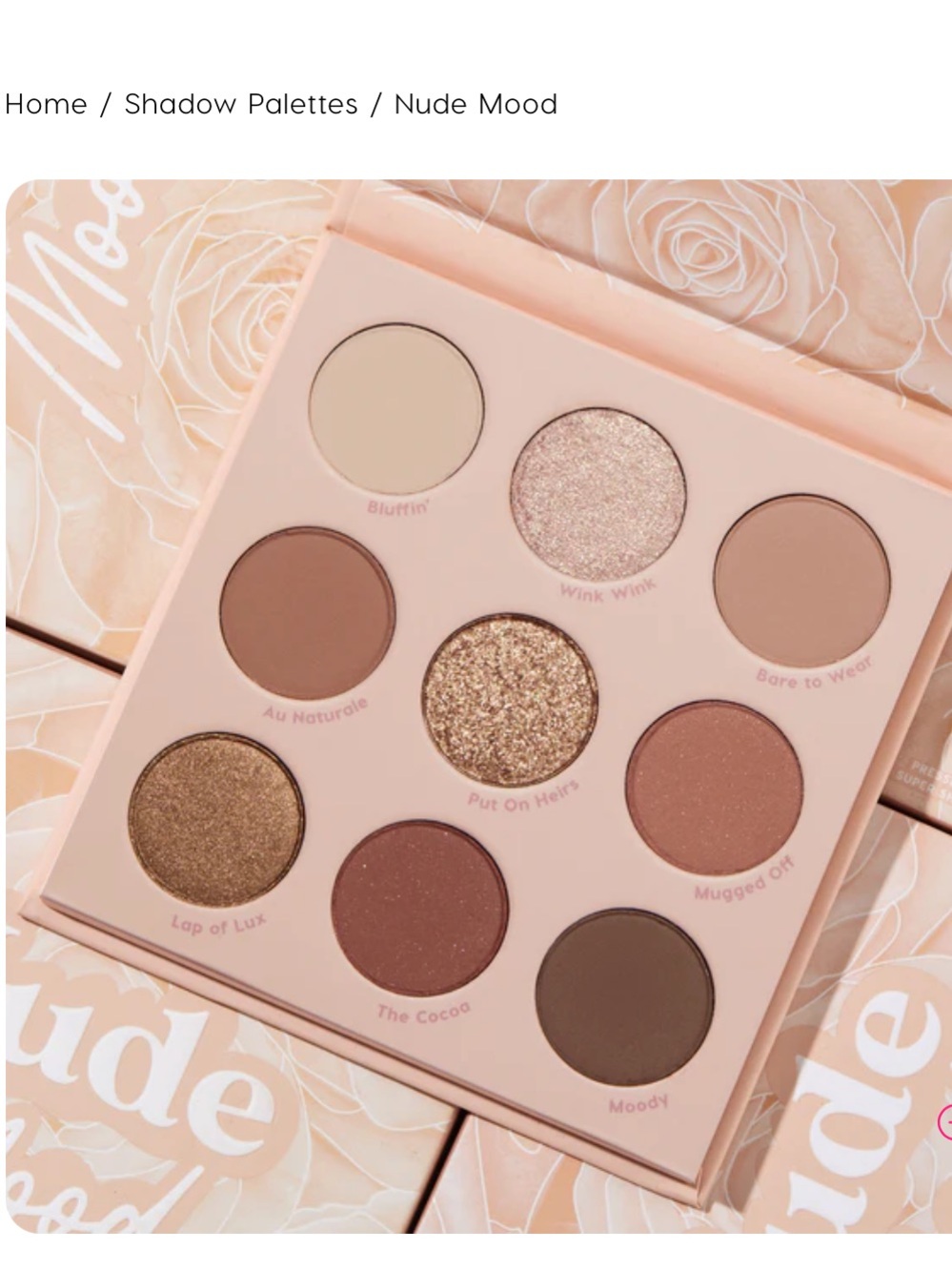 ColourPop Nude Mood Eyeshadow Palette — warm beige, rose-gold, bronze, taupe
